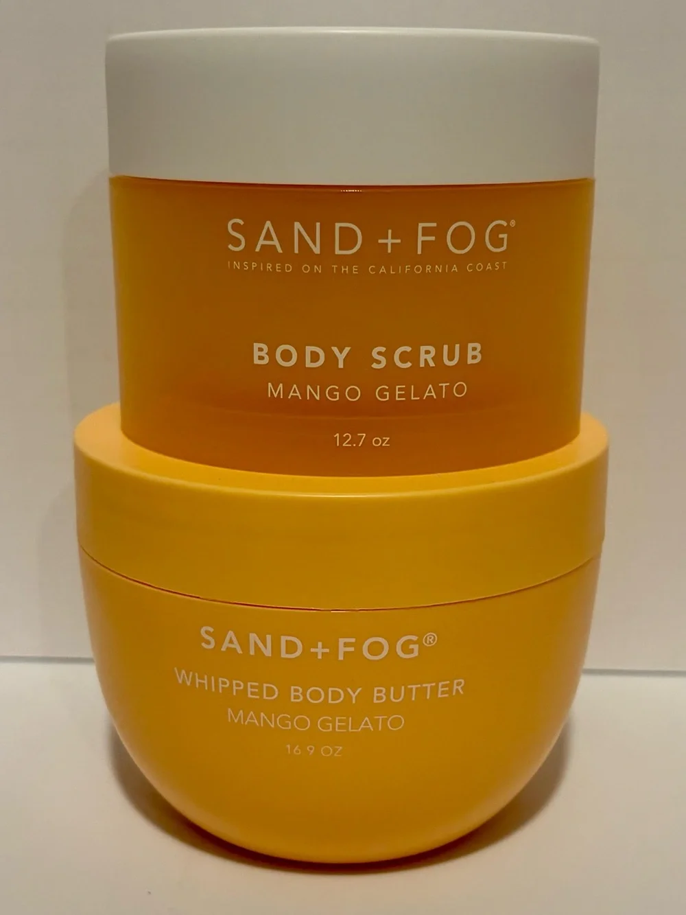SAND+FOG Mango Gelato Body Scrub 12.7 oz + Whipped Body Butter 16.9 oz- Set